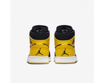 Nike zapatillas para hombre air jordan 1 mid egro/blanco/amarillo universitario 554724-158
