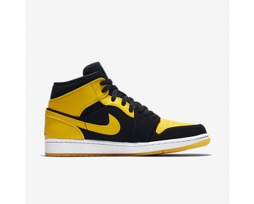 Nike zapatillas para hombre air jordan 1 mid egro/blanco/amarillo universitario 554724-158