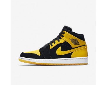 Nike zapatillas para hombre air jordan 1 mid egro/blanco/amarillo universitario 554724-158