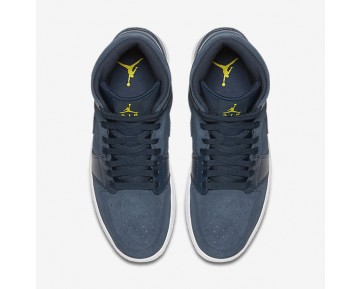 Nike zapatillas para hombre air jordan 1 mid azul marino militar/blanco/lima eléctrico 554724-160