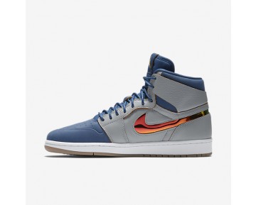 Nike zapatillas para hombre air jordan 1 retro gris lobo/azul francés/blanco/hoja oro 819176-164
