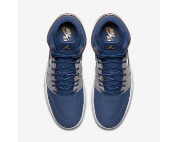 Nike zapatillas para hombre air jordan 1 retro gris lobo/azul francés/blanco/hoja oro 819176-164