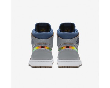 Nike zapatillas para hombre air jordan 1 retro gris lobo/azul francés/blanco/hoja oro 819176-164